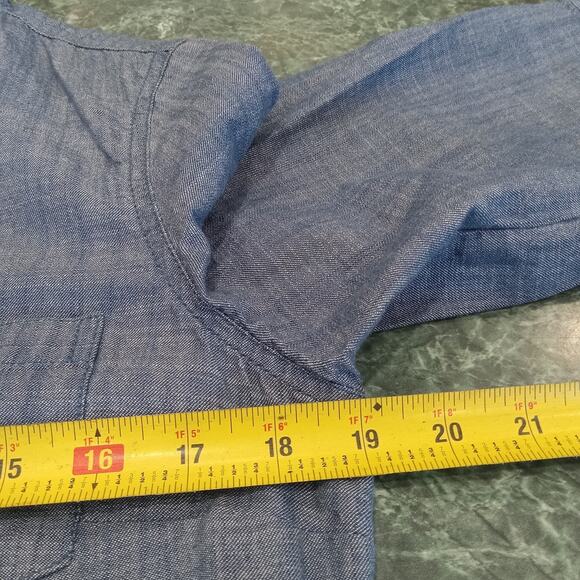 Old Navy Shirt Dress Chambray 100% Cotton Roll Tab sz M Pockets Western Coastal - Picture 13 of 15